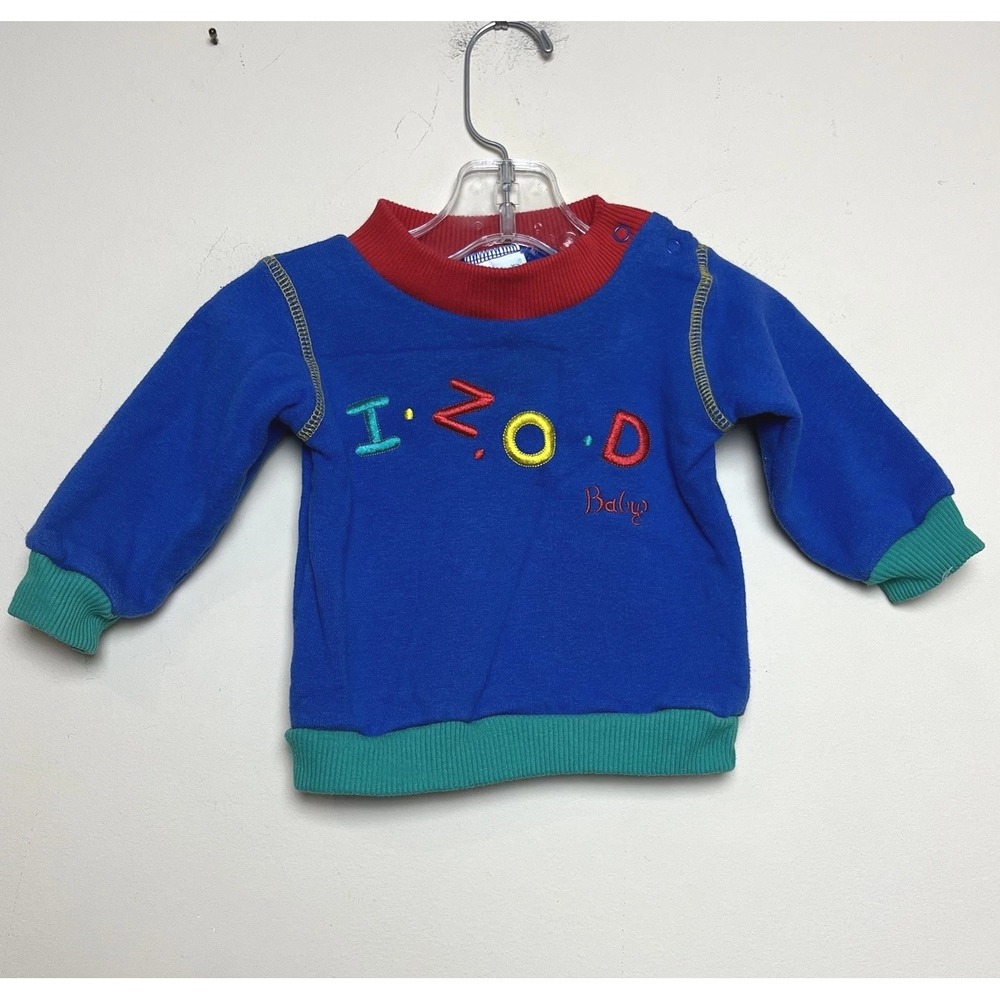 Vintage Izod Lacoste Logo Baby Colorblock Sweatshirt 80s 90s Size 6-9 Months